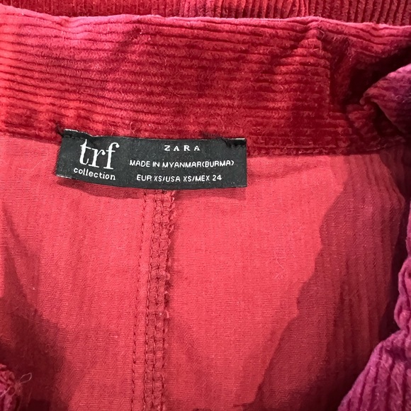 Zara TRF Burgundy Corduroy Button Up Dress - Picture 7 of 8